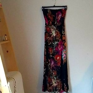 Strapless dark floral maxi dress | Mossimo